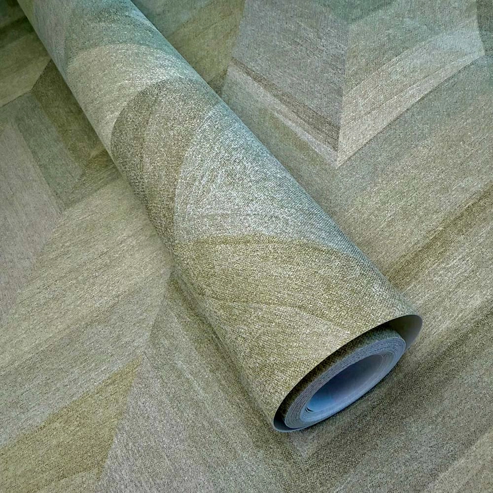 Elegáns design tapéta fahatású halzálka mintával zöld színben