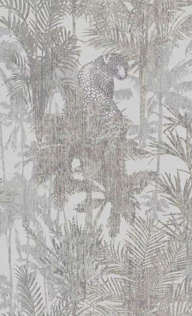 Elegáns dzsungel mintás tapéta, pálma, párduc mintával