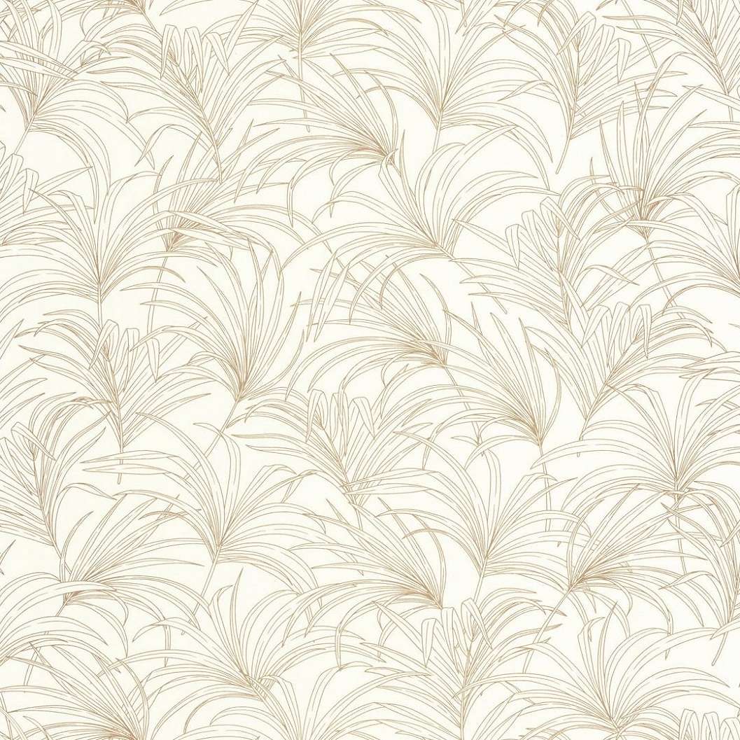 Elegáns fehér arany pálma levél mintás francia design tapéta