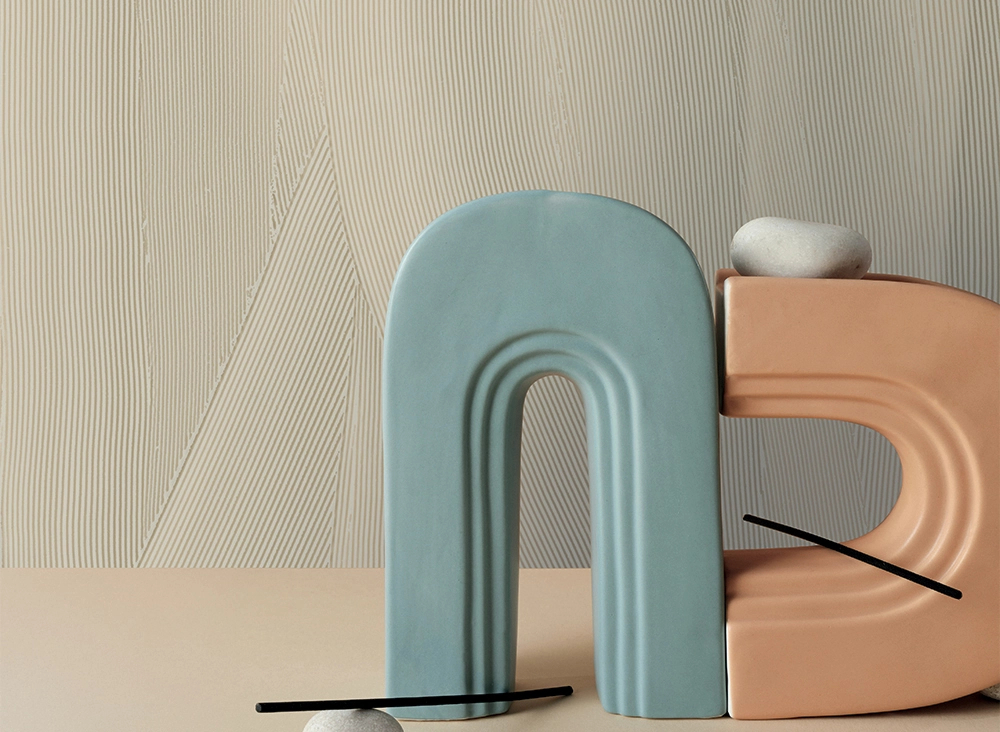 Elegáns Jannelli dekor tapéta beige színű karcolt hullámos beton mintával