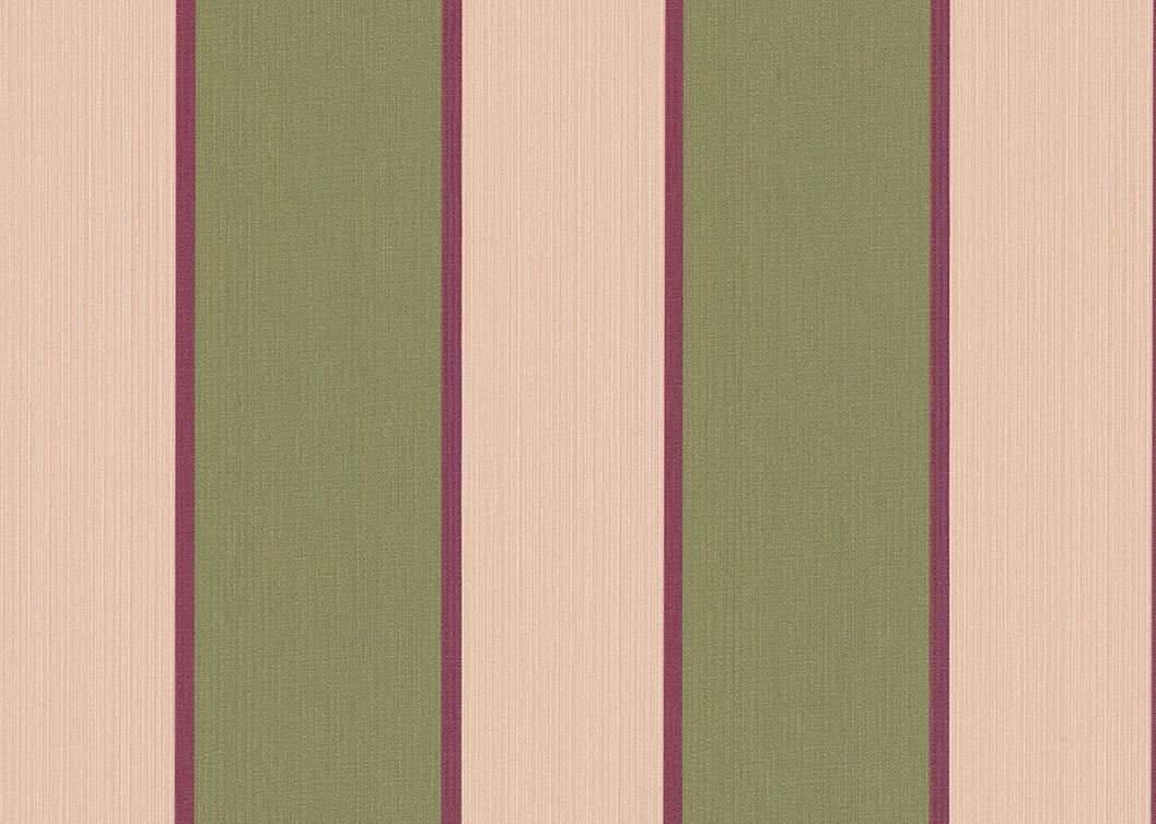 Elegáns Jannelli design tapéta beige-zöld széles és bordó színű keskeny csíkos mintával