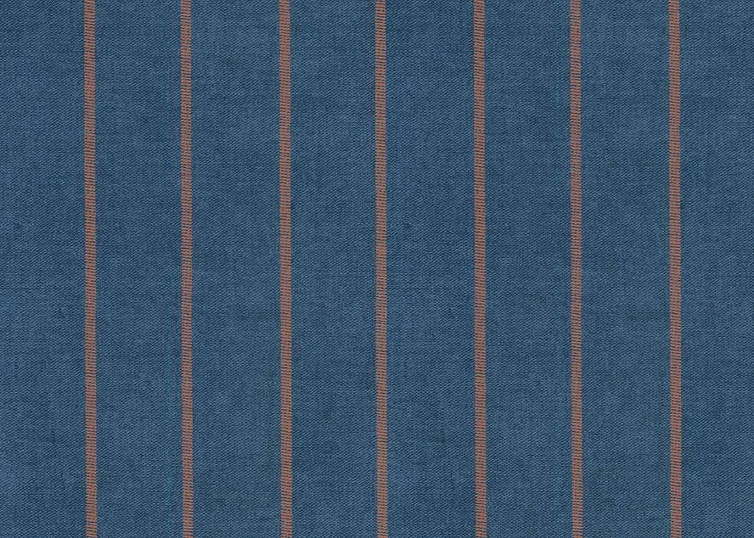 Elegáns Jannelli design tapéta farmerkék és rozsdabarna színű keskeny csíkos mintával