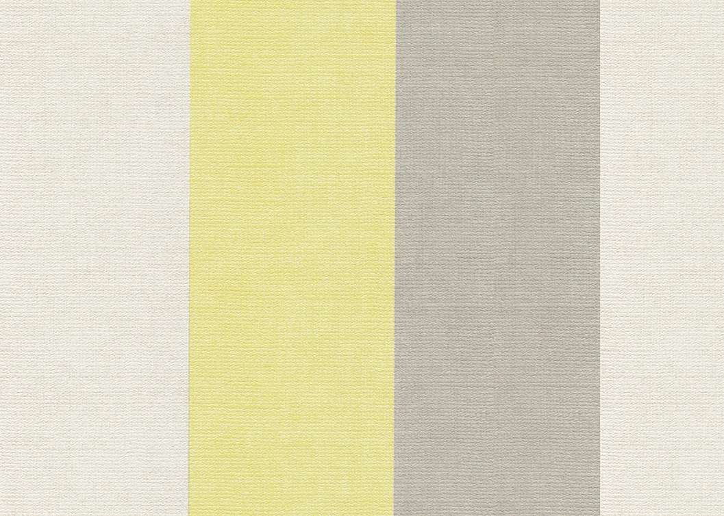 Elegáns Jannelli design tapéta fehér sárga és szürke színű széles csíkos mintával