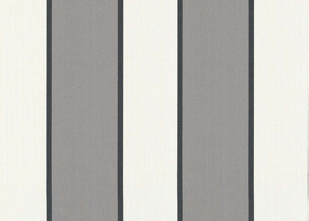 Elegáns Jannelli design tapéta fehér-szürke széles és fekete színű keskeny csíkos mintával