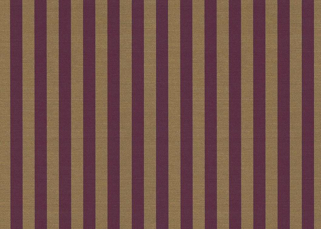 Elegáns Jannelli design tapéta fényes arany és padlizsánlila színű keskeny csíkos mintával