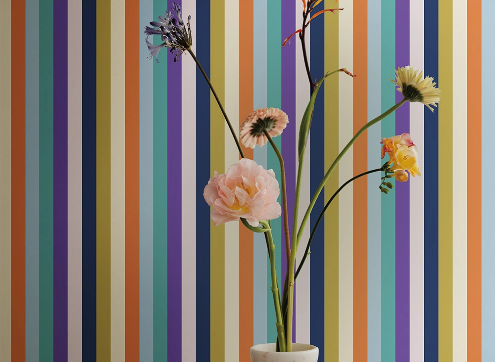 Elegáns Jannelli design tapéta sokszínű kestenycsíkos mintával