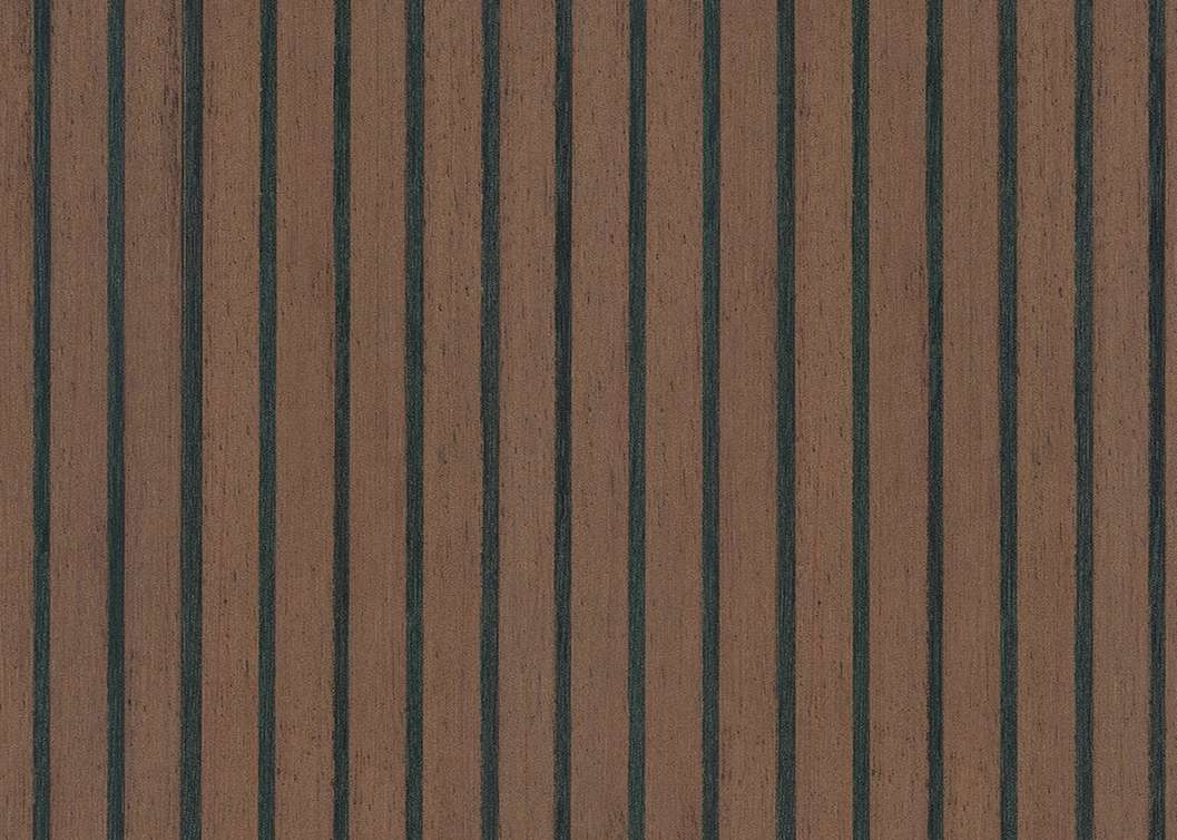 Elegáns Jannelli design tapéta sötétbarna és zöld színű fahatású keskeny csíkos mintával