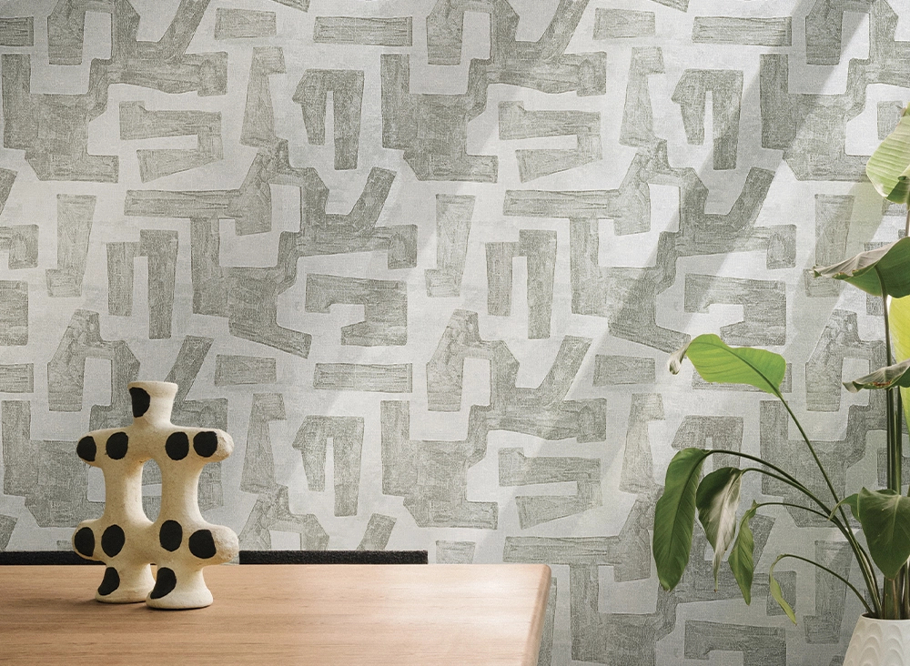 Elegáns Jannelli design tapéta szürke és fémes ezüst színű kőhatású geometria mintával