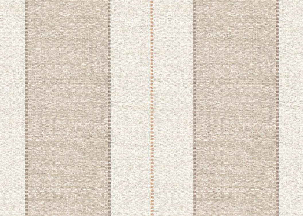 Elegáns Jannelli design tapéta törtfehér és len színű széles osztott csíkos mintával