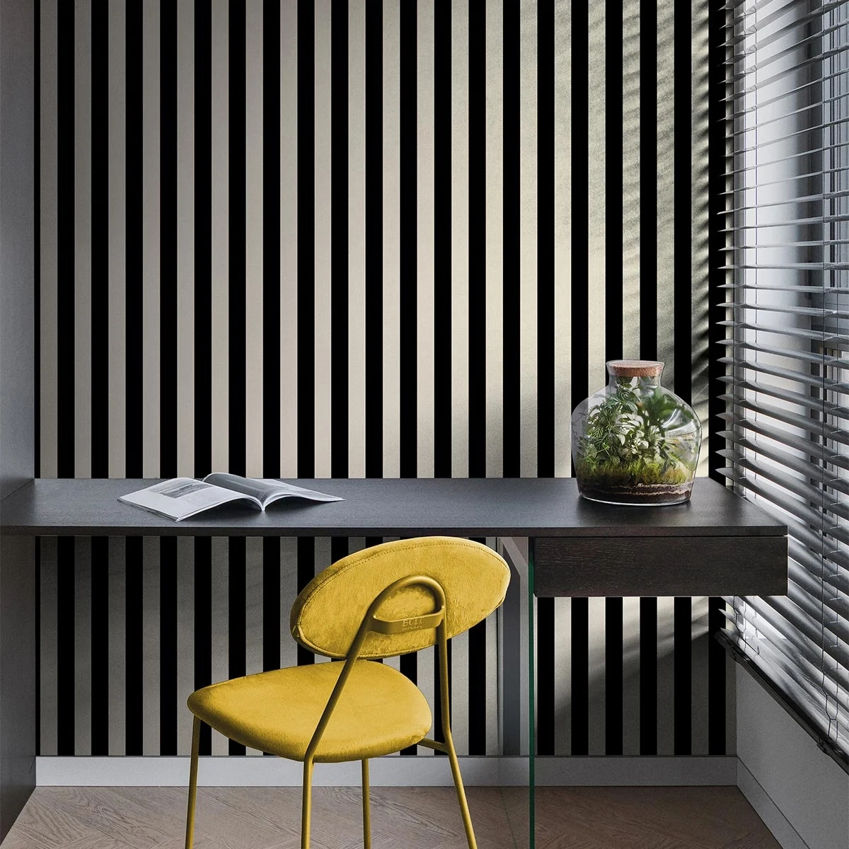 Elegáns Jannelli design tapéta világosszürke fehér széles csíkos mintával