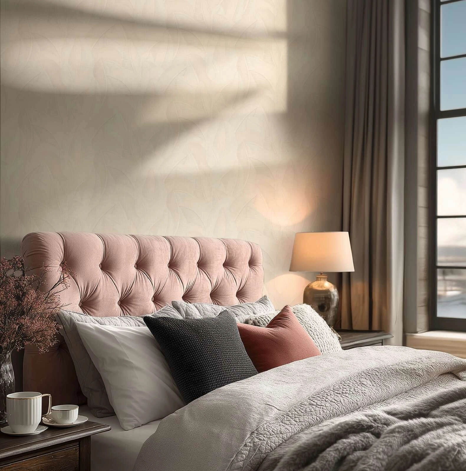 Elegáns levél mintás struktúrált fényes feületű design tapéta