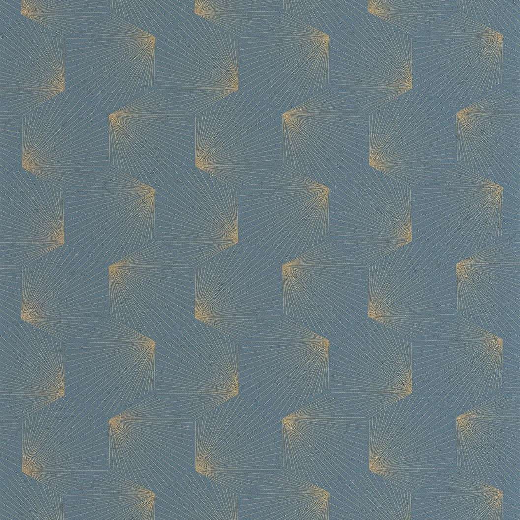 Elegáns modern stílusú geometria mintás dekor tapéta kék, arany színben