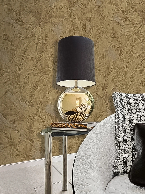 Elegáns Roberto Cavalli design tapéta arany színű levél mintával
