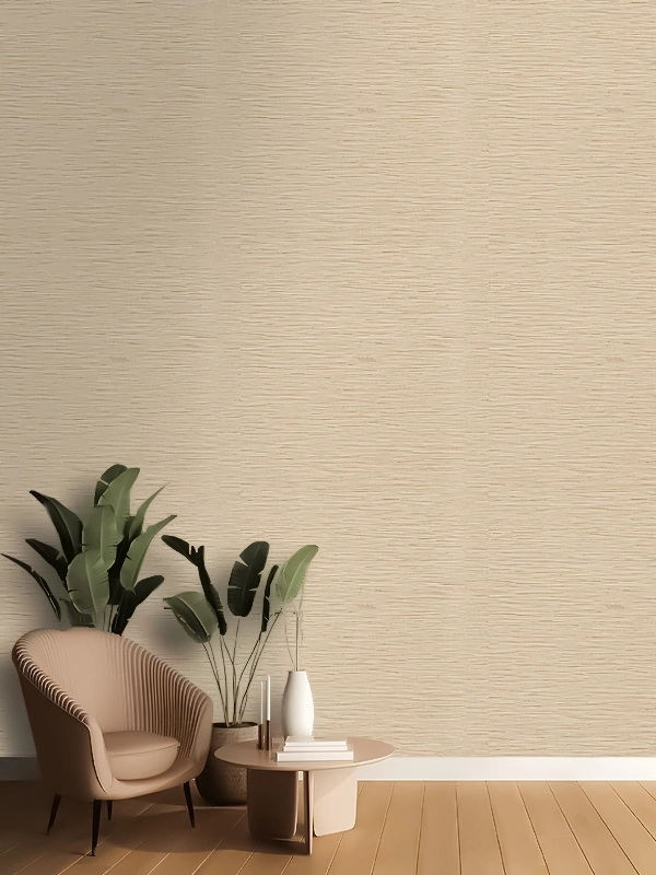 Elegáns Roberto Cavalli design tapéta beige és arany színű szőtt gyékényhatású mintával