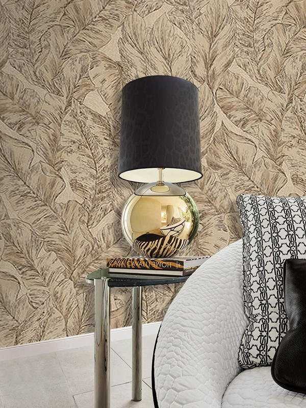 Elegáns Roberto Cavalli design tapéta beige és barna színű levél mintával