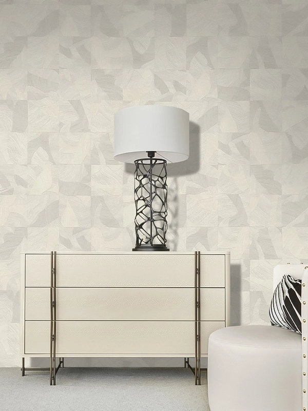 Elegáns Roberto Cavalli design tapéta fehér színű absztrakt geometrikus mintával