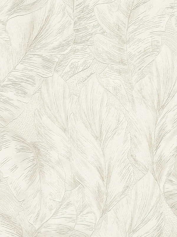 Elegáns Roberto Cavalli design tapéta fehér színű levél mintával
