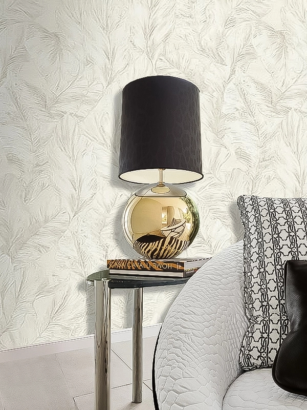 Elegáns Roberto Cavalli design tapéta fehér színű levél mintával