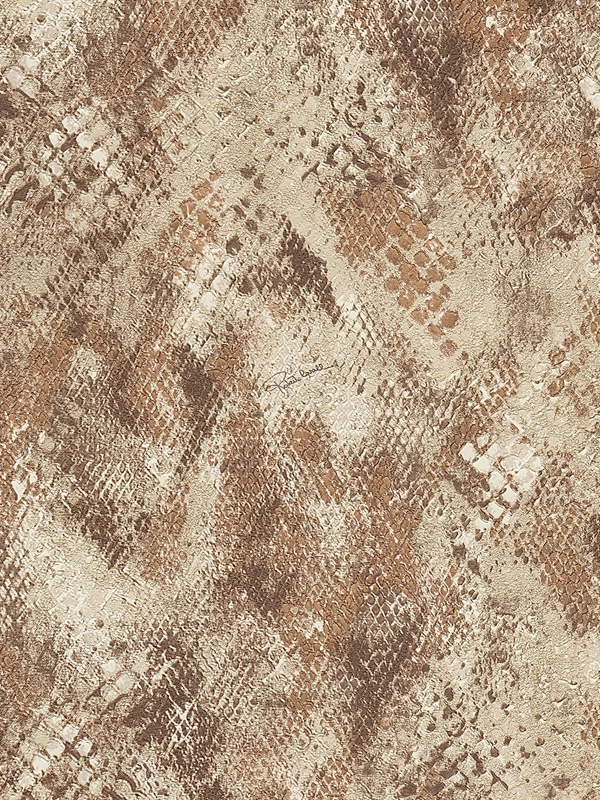 Elegáns Roberto Cavalli design tapéta kigyóbőr mintával törtfehér és bronz színben