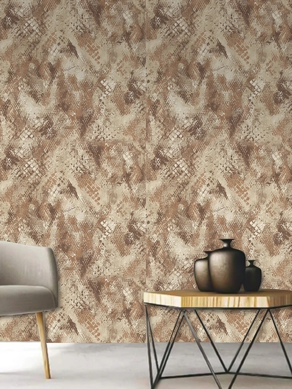 Elegáns Roberto Cavalli design tapéta kigyóbőr mintával törtfehér és bronz színben