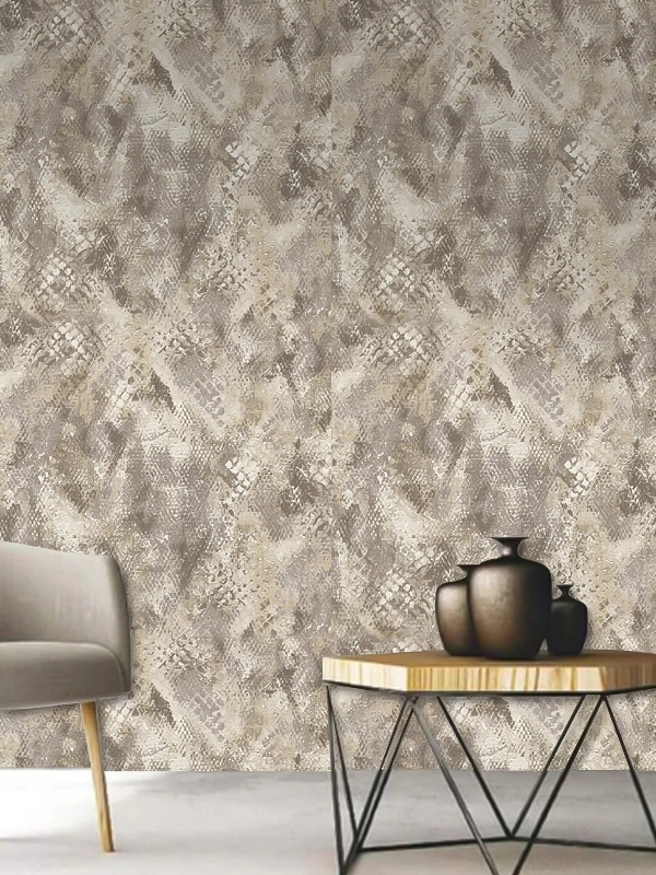 Elegáns Roberto Cavalli design tapéta kigyóbőr mintával világosszürke és ezüst színben