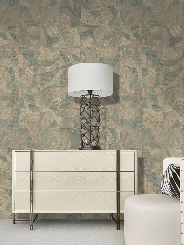 Elegáns Roberto Cavalli design tapéta tóp és zöld absztrakt geometrikus mintával