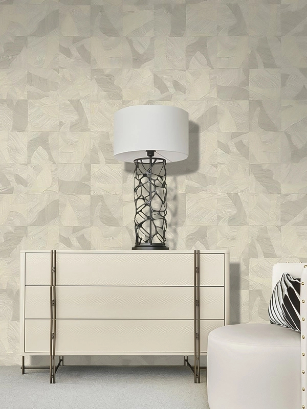 Elegáns Roberto Cavalli design tapéta törtfehér színű absztrakt geometrikus mintával