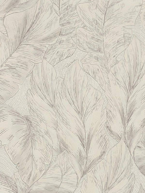 Elegáns Roberto Cavalli design tapéta törtfehér színű levél mintával