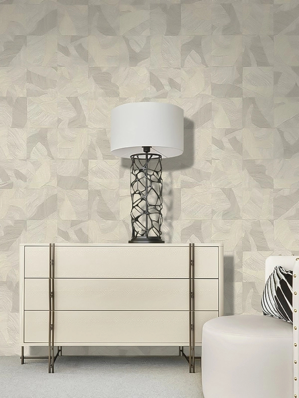 Elegáns Roberto Cavalli design tapéta világosszürke színű absztrakt geometrikus mintával
