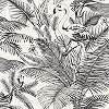 Elegáns trópusi mintás tapéta fekete fehér színvilágban