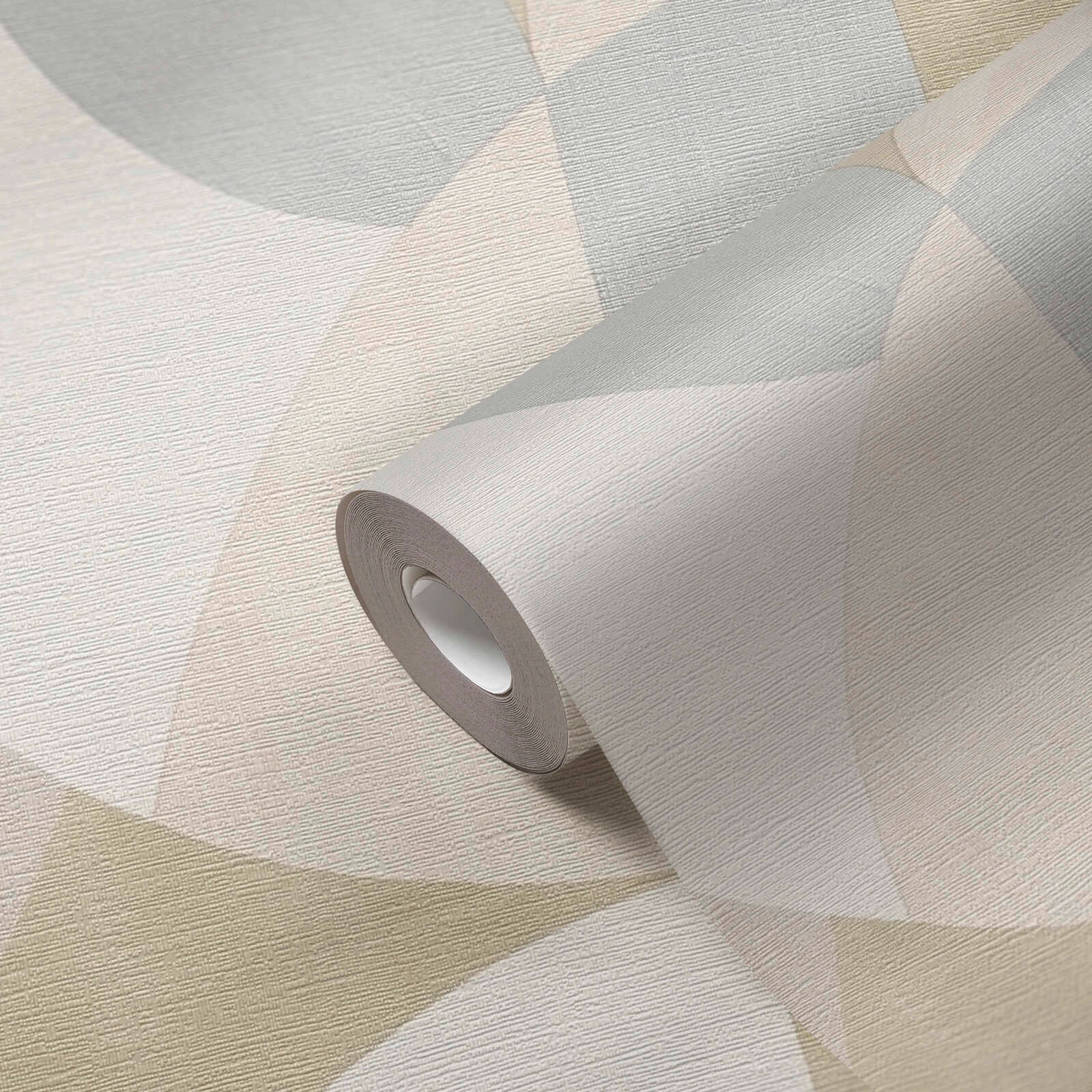 Elegáns vinyl tapéta geometrikus mintával beige és szürke színben