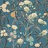 Elegáns virágmintás vlies prémium tapéta kék színben