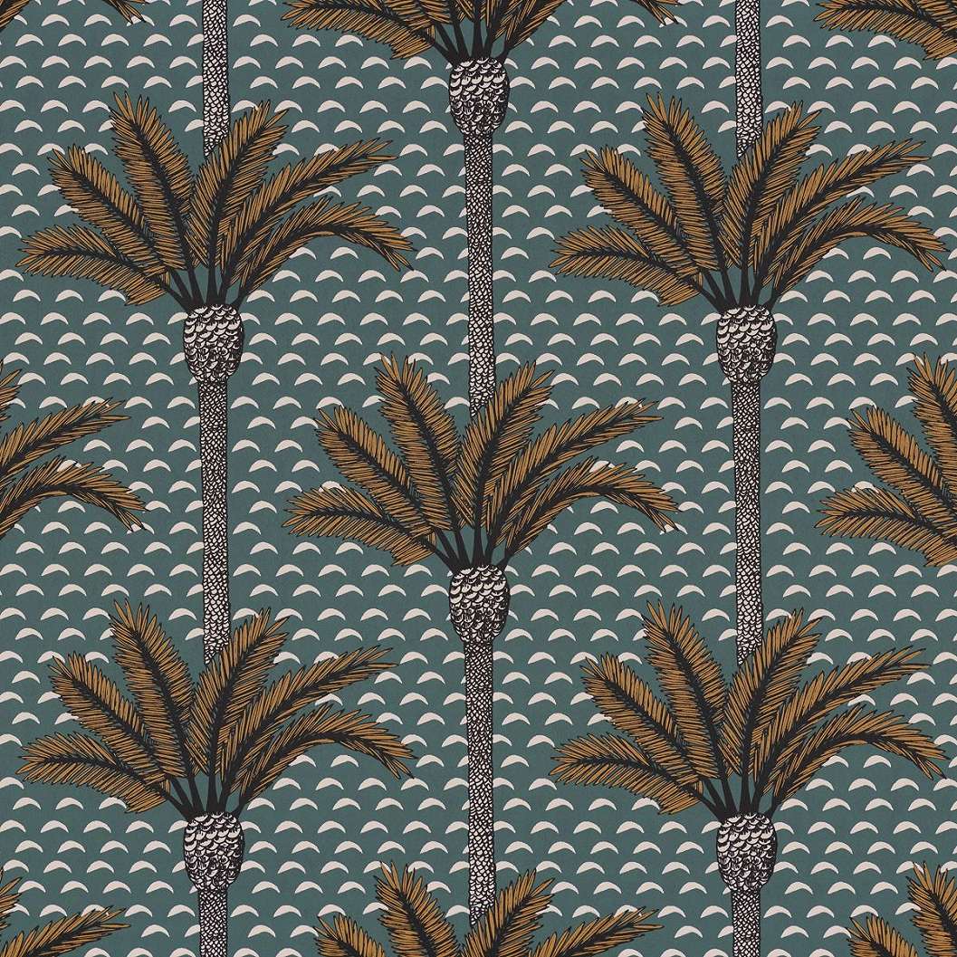 Enyhe kékes zöld színű struktúrált pálmafa mintás casamance design tapéta