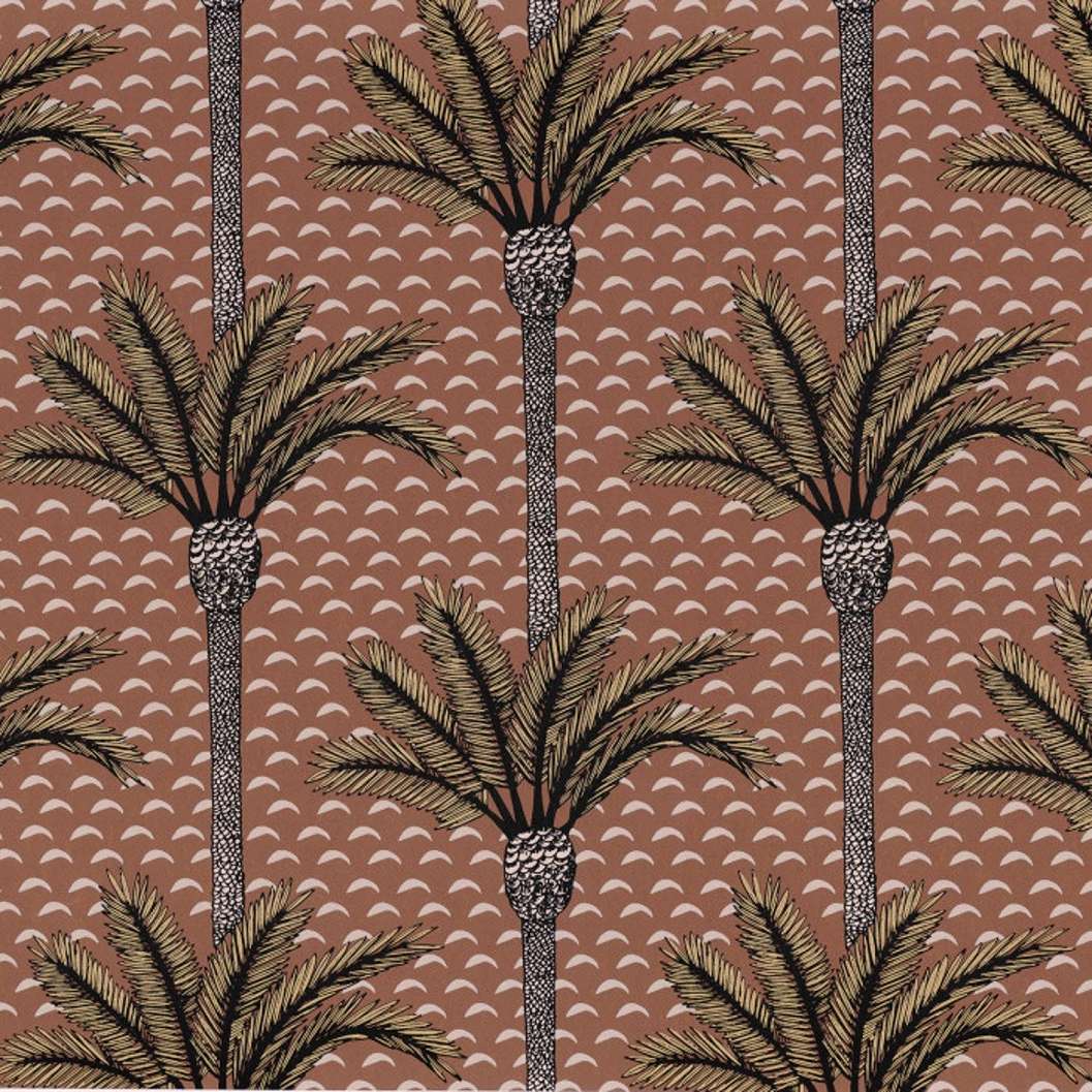 Enyhén bronz barna színű struktúrált pálmafa mintás casamance design tapéta