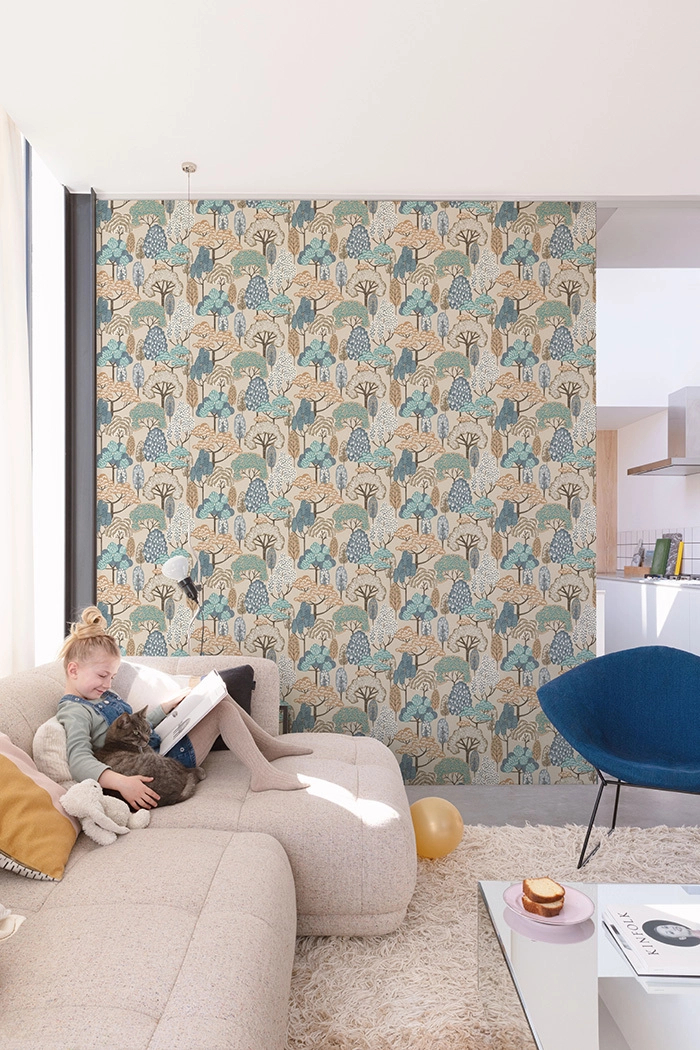 Erdei fa mintás akvarell gyerek tapéta