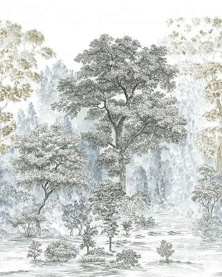 Erdei fa mintás poszter tapéta rajzolt stílusban