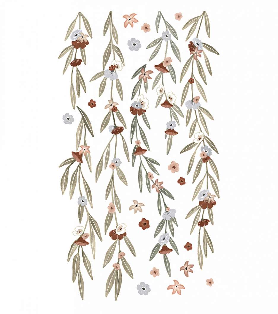 Eukaliptusz és virág mintás lilipinso gyerek fali matrica