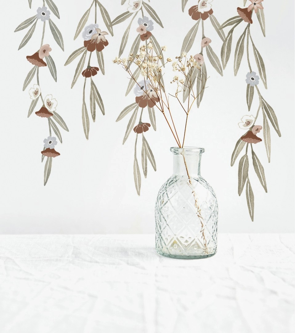 Eukaliptusz és virág mintás lilipinso gyerek fali matrica