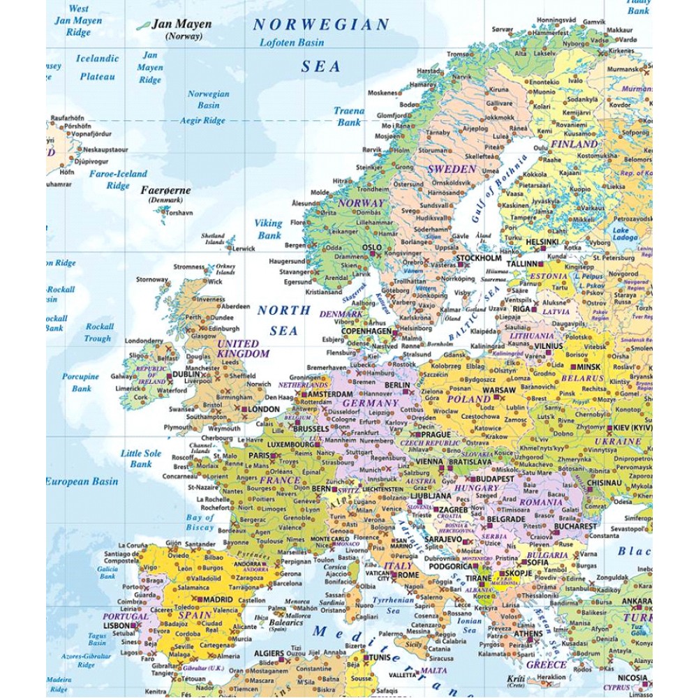 Európa térképe fali poszter