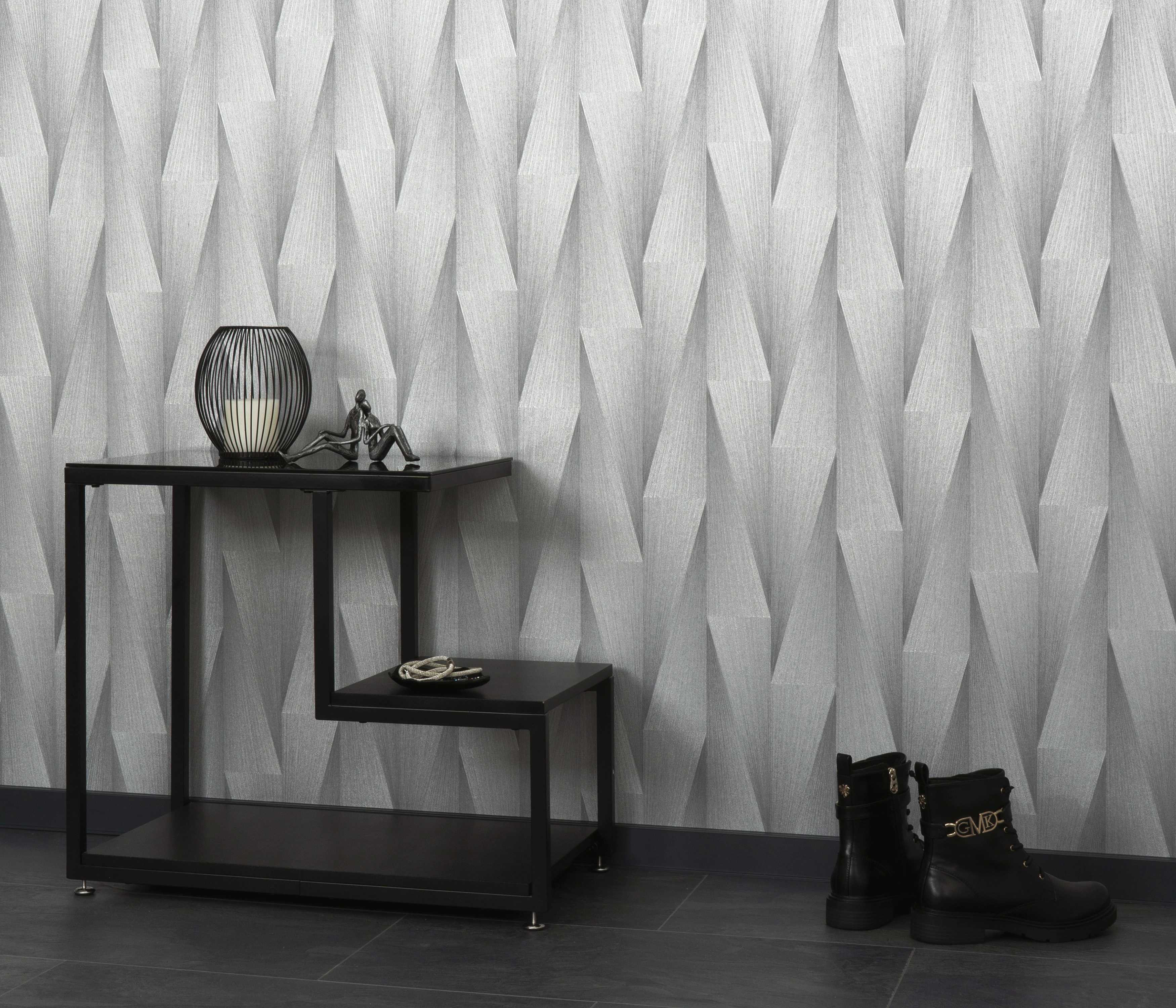 Ezüst 3D hatású modern dekor tapéta