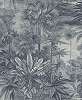 Ezüst kék metál fényű trendi dzsungel mintás vlies design tapéta