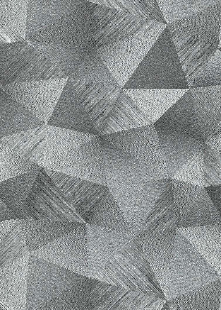 Ezüst modern dekor tapéta 3D hatású geometriai mintával
