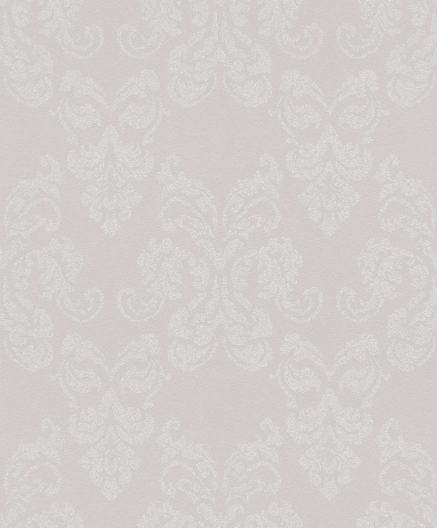 Ezüst szürke barokk mintás tapéta halvány mintázattal