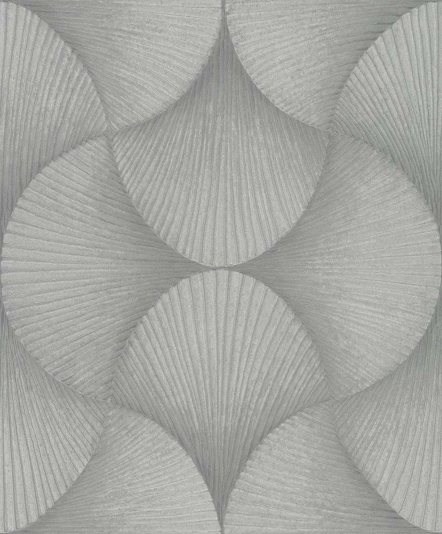 Ezüst szürke enyhén fényes legyező mintás design tapéta