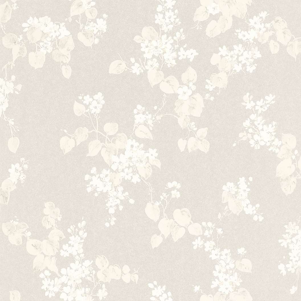 Ezüstfehér krém színű virág mintás tapéta