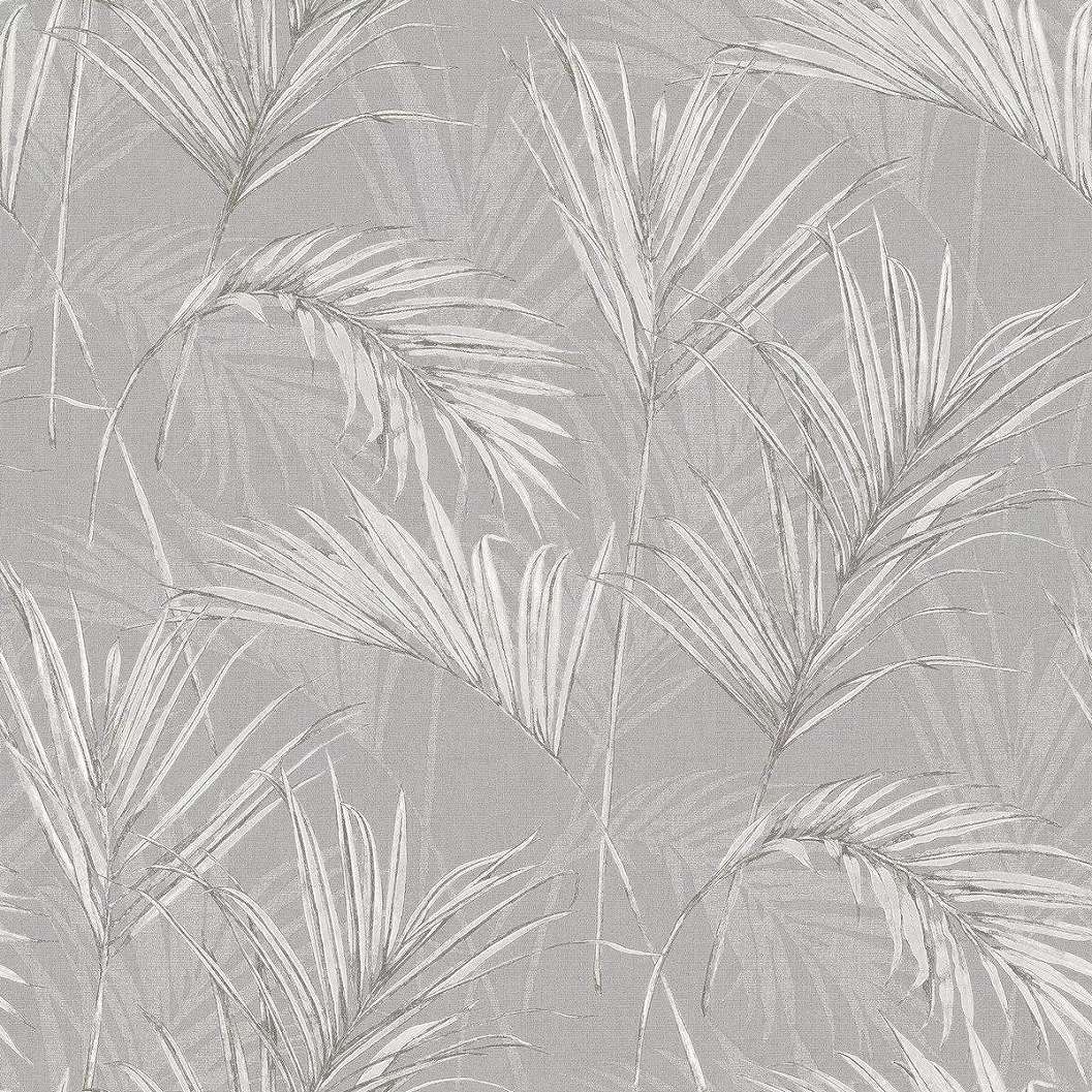 Ezüstszürke modern trópusi pálmalevél mintás vlies vinyl design tapéta