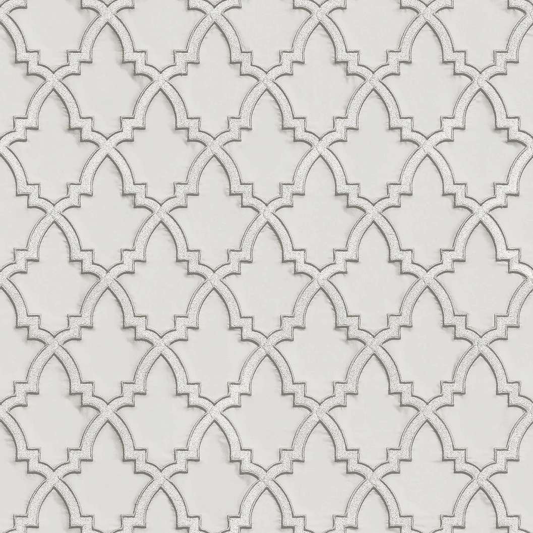 Ezüstszürke premium design tapéta hímzett hatású geometriai mintával