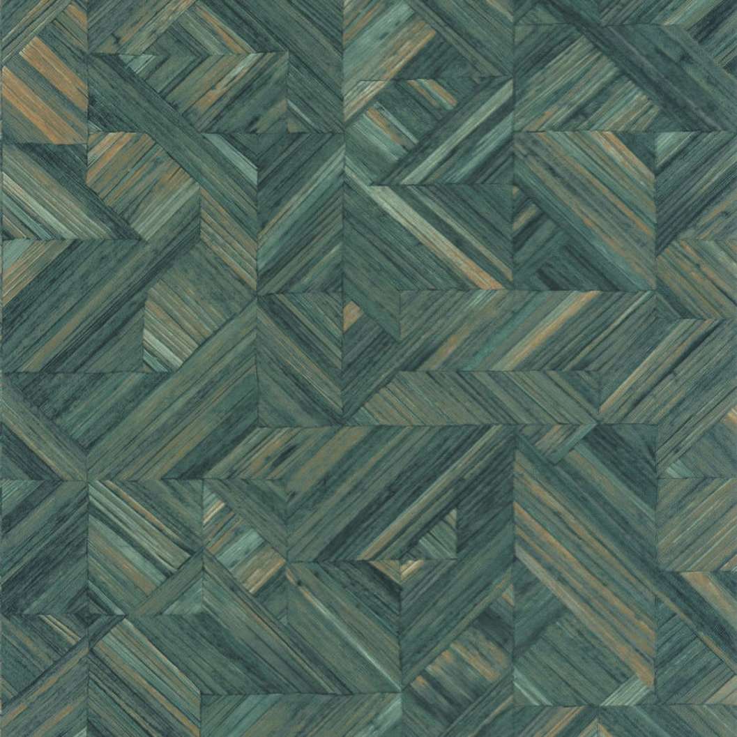 Fa geometria mintás zöld színű design tapéta