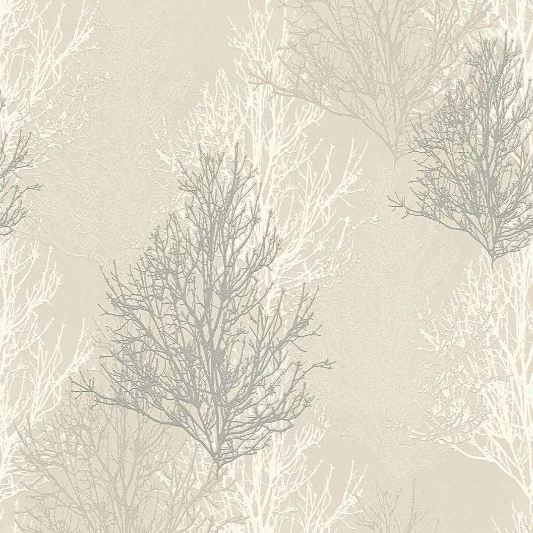 Faág mintás krém szürke skandináv stílusú tapéta