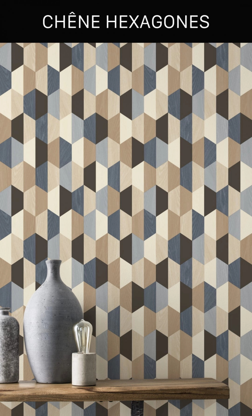 Fahatású modern geometrikus mintás dekor tapéta
